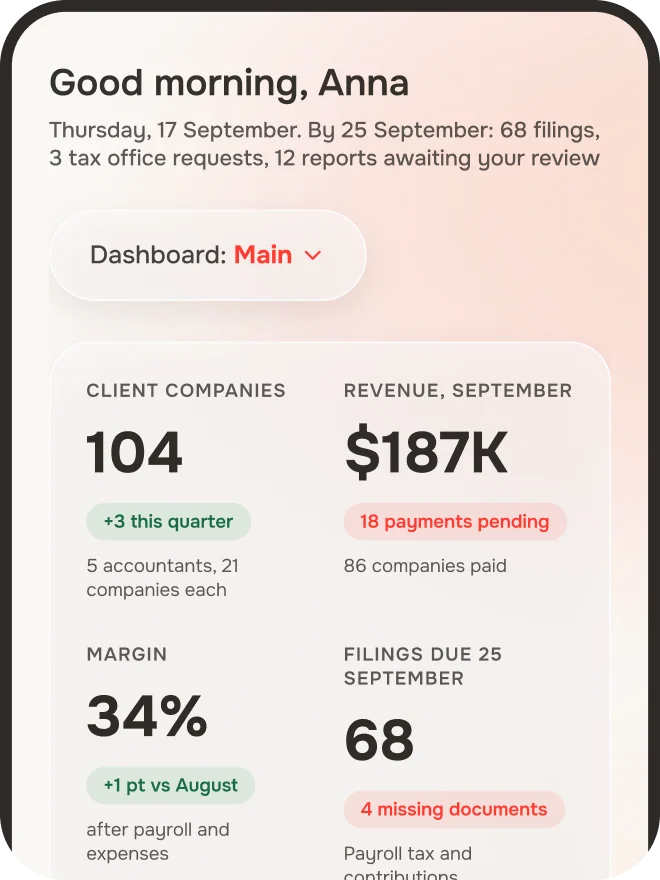The Overview screen in Moriz on a phone