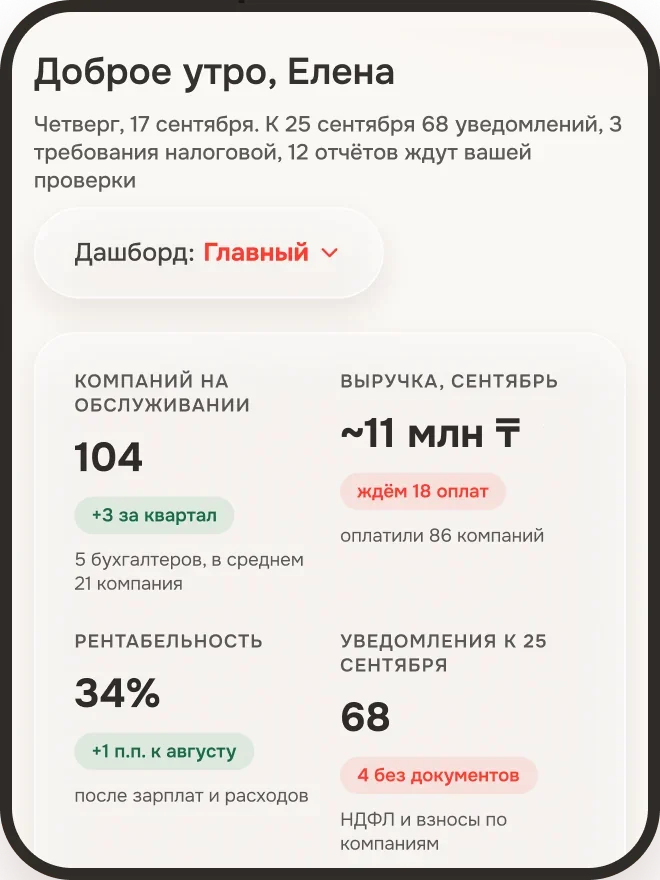 Экран «Обзор» в Moriz на телефоне