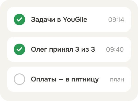 Задачи созданы, менеджер принял их